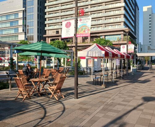 ふくやま駅前マルシェ 会場設営