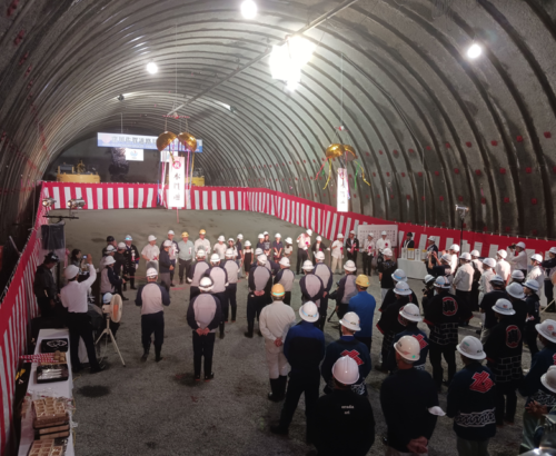 国道56号 窪川佐賀道路 窪川工区 見付トンネル貫通式 会場設備・照明設置・オペレーション
