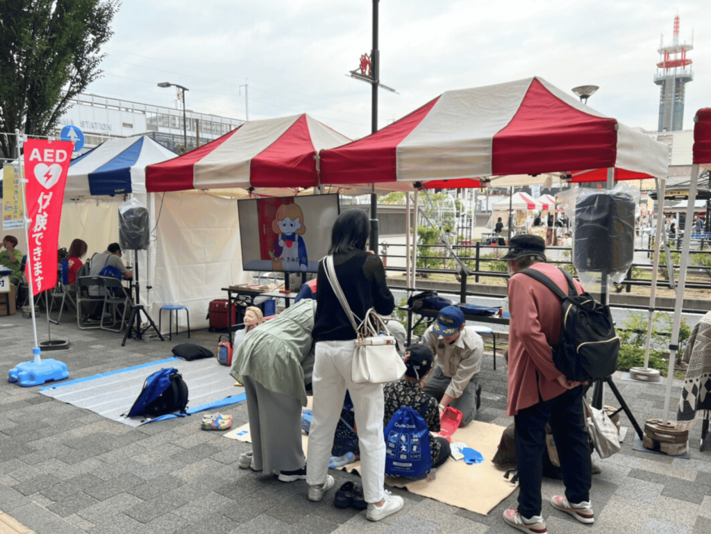 OPEN STREET FUKUYAMA 2025 会場設営・AED体験ブース